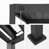 Pergola bioclimatica 3x4 in alluminio + 3 tende da 100cm, antracite