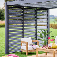 Pergola bioclimatica 3x4 in alluminio + 3 tende da 100cm, antracite