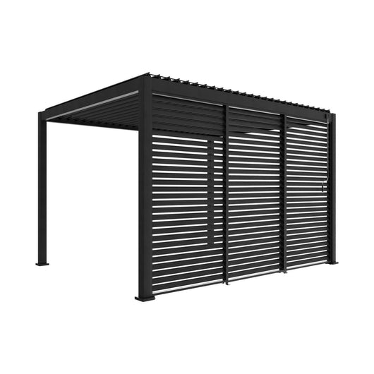 Pergola bioclimatica 3x4 in alluminio + 3 tende da 130cm, antracite