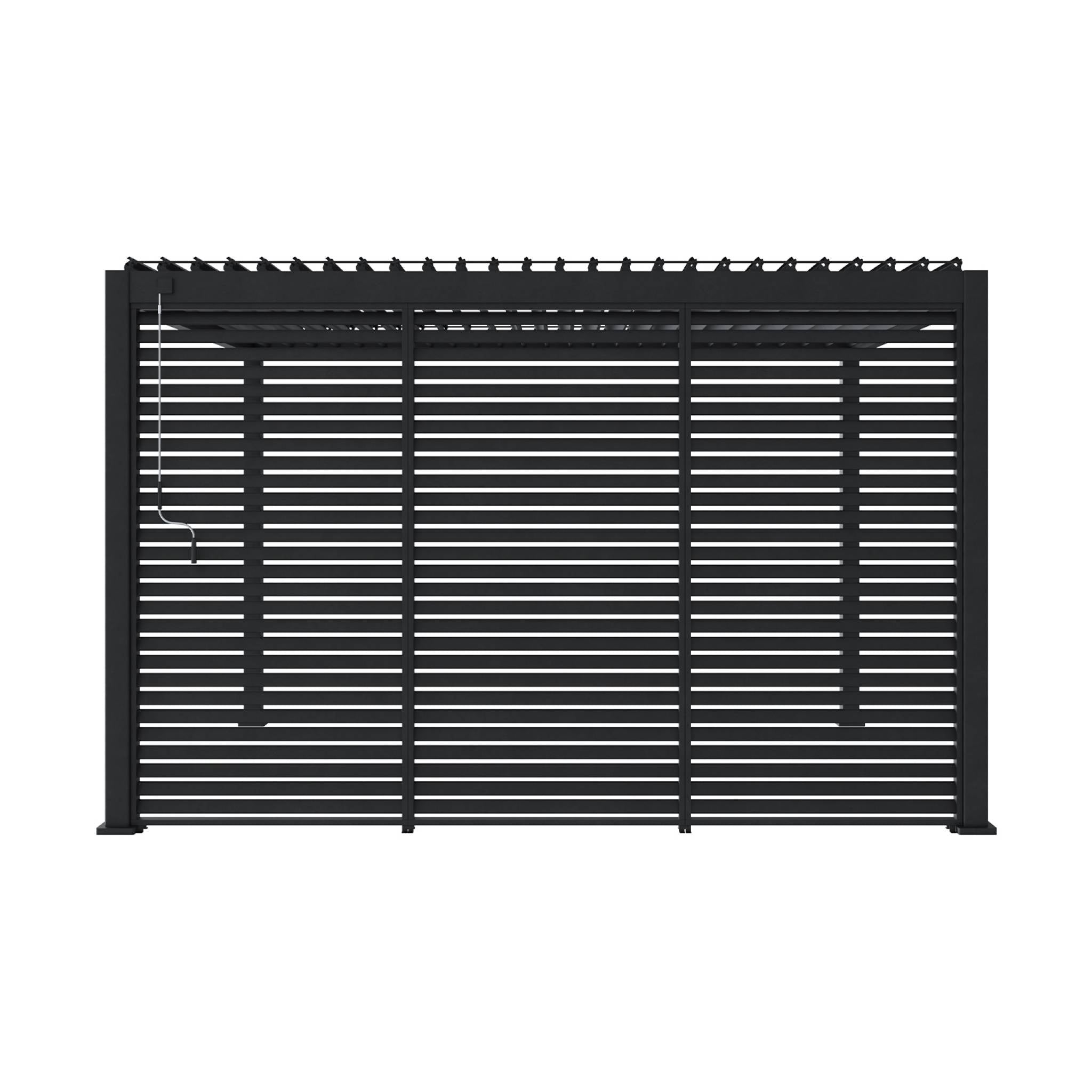 Pergola bioclimatica 3x4 in alluminio + 3 tende da 130cm, antracite