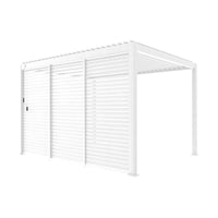 Pergola bioclimatica 3x4 in alluminio + 3 tende da 130cm, bianco