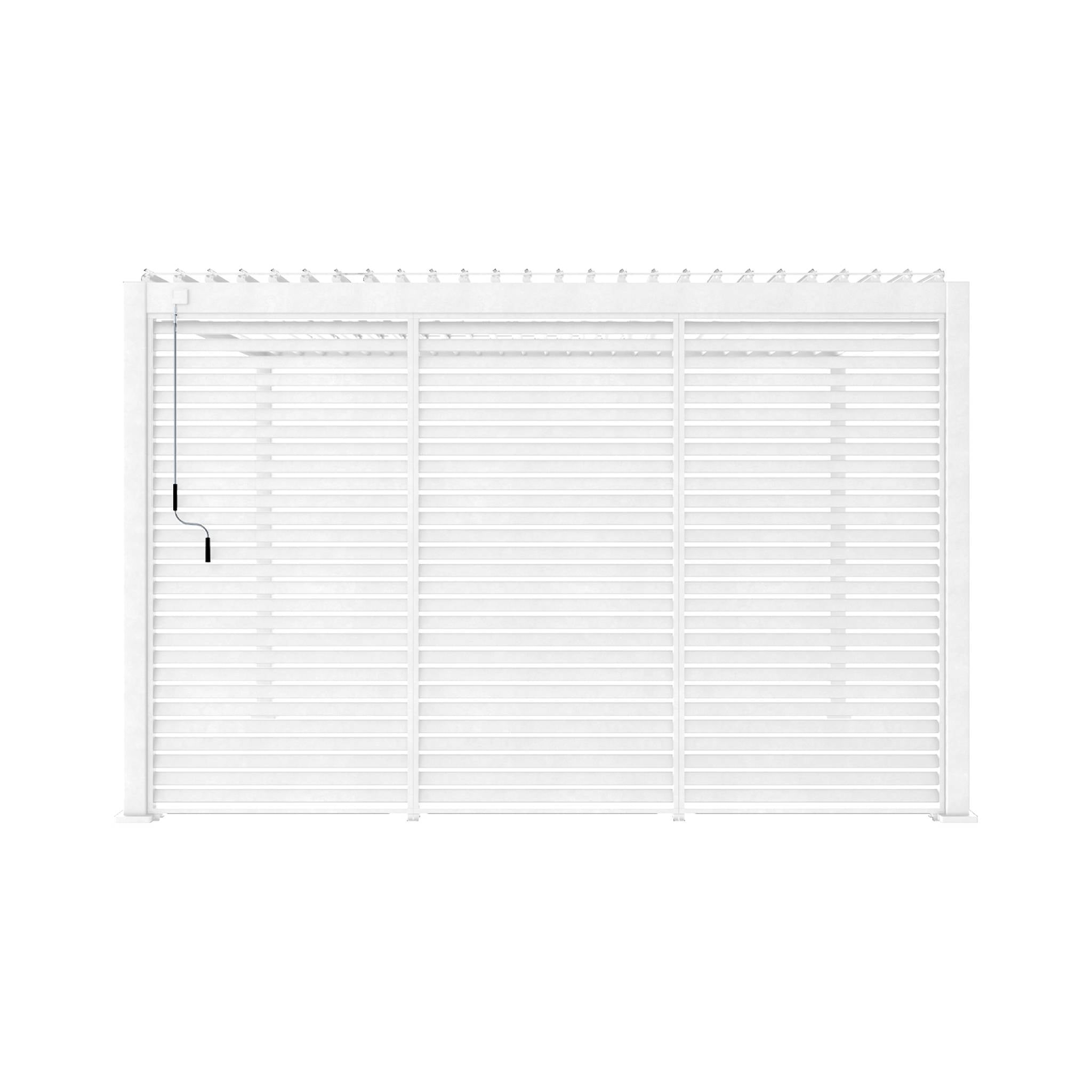 Pergola bioclimatica 3x4 in alluminio + 3 tende da 130cm, bianco