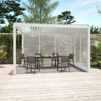 Pergola bioclimatica 3x4 in alluminio + 3 tende da 130cm, bianco