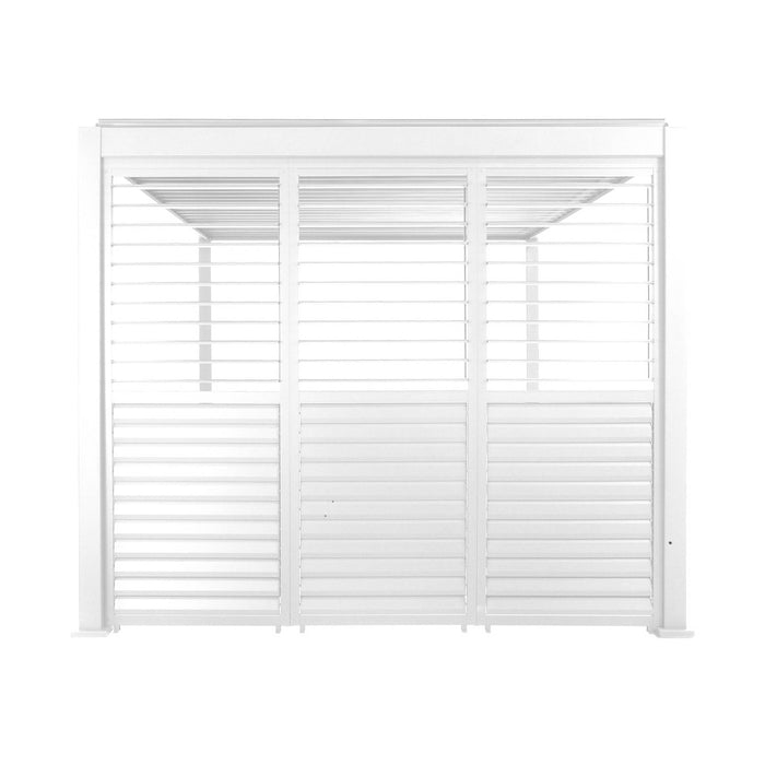 Pergola bioclimatica in alluminio 4x3m + 3 persiane 100cm lamelle