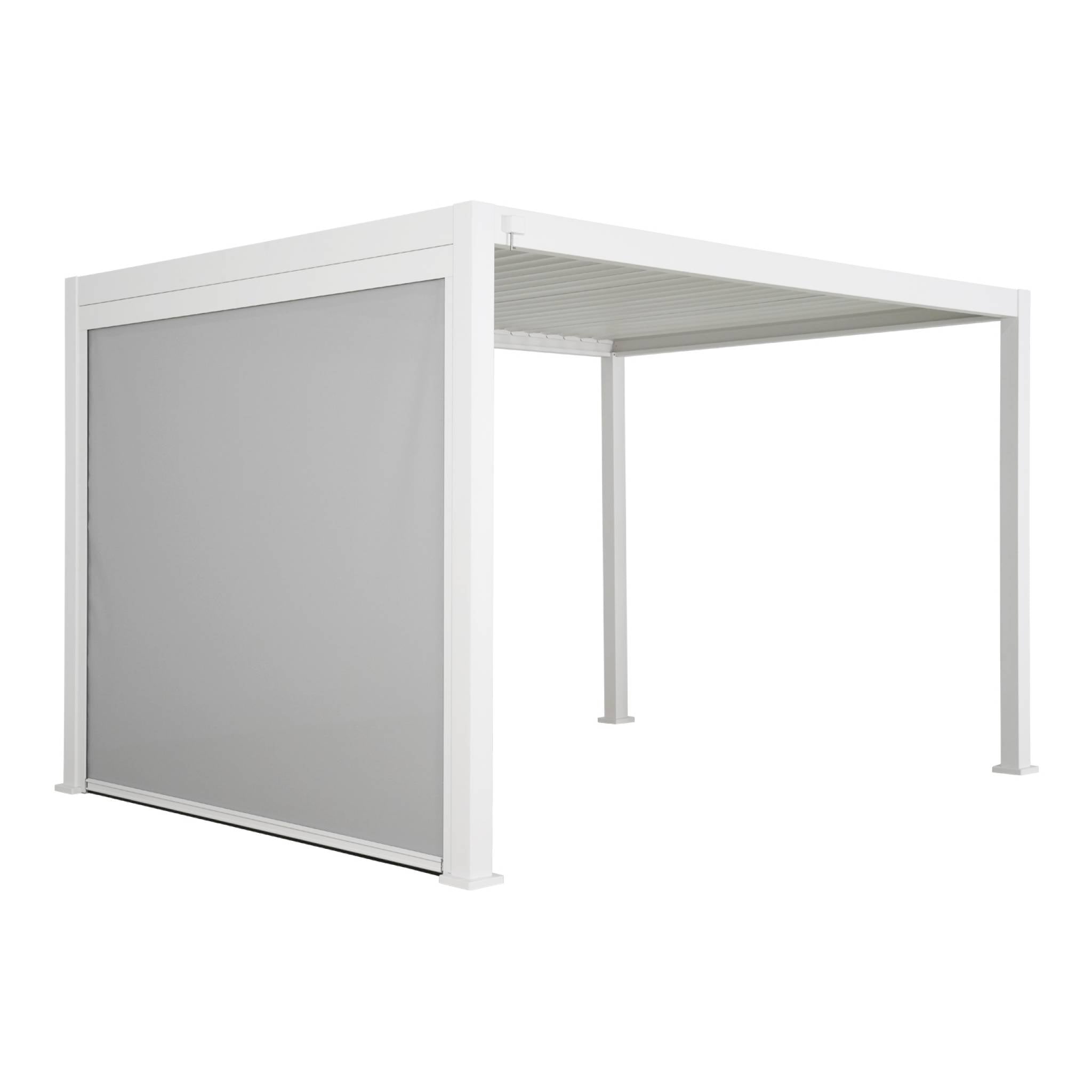 Pergola bioclimatica 3x4m in alluminio + tenda da sole 3m, bianco