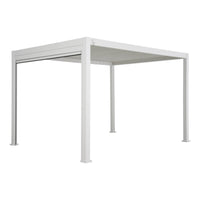 Pergola bioclimatica 3x4m in alluminio + tenda da sole 3m, bianco