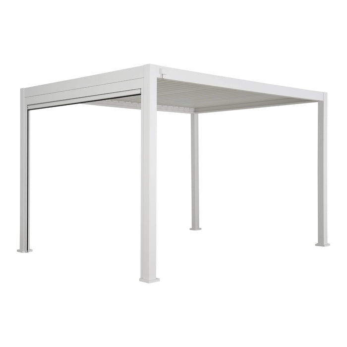 Pergola bioclimatica 3x4m in alluminio + tenda da sole 3m, bianco