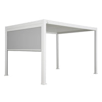 Pergola bioclimatica 3x4m in alluminio + tenda da sole 3m, bianco