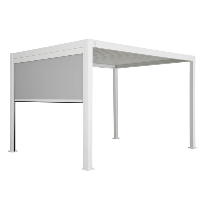 Pergola bioclimatica 3x4m in alluminio + tenda da sole 3m, bianco