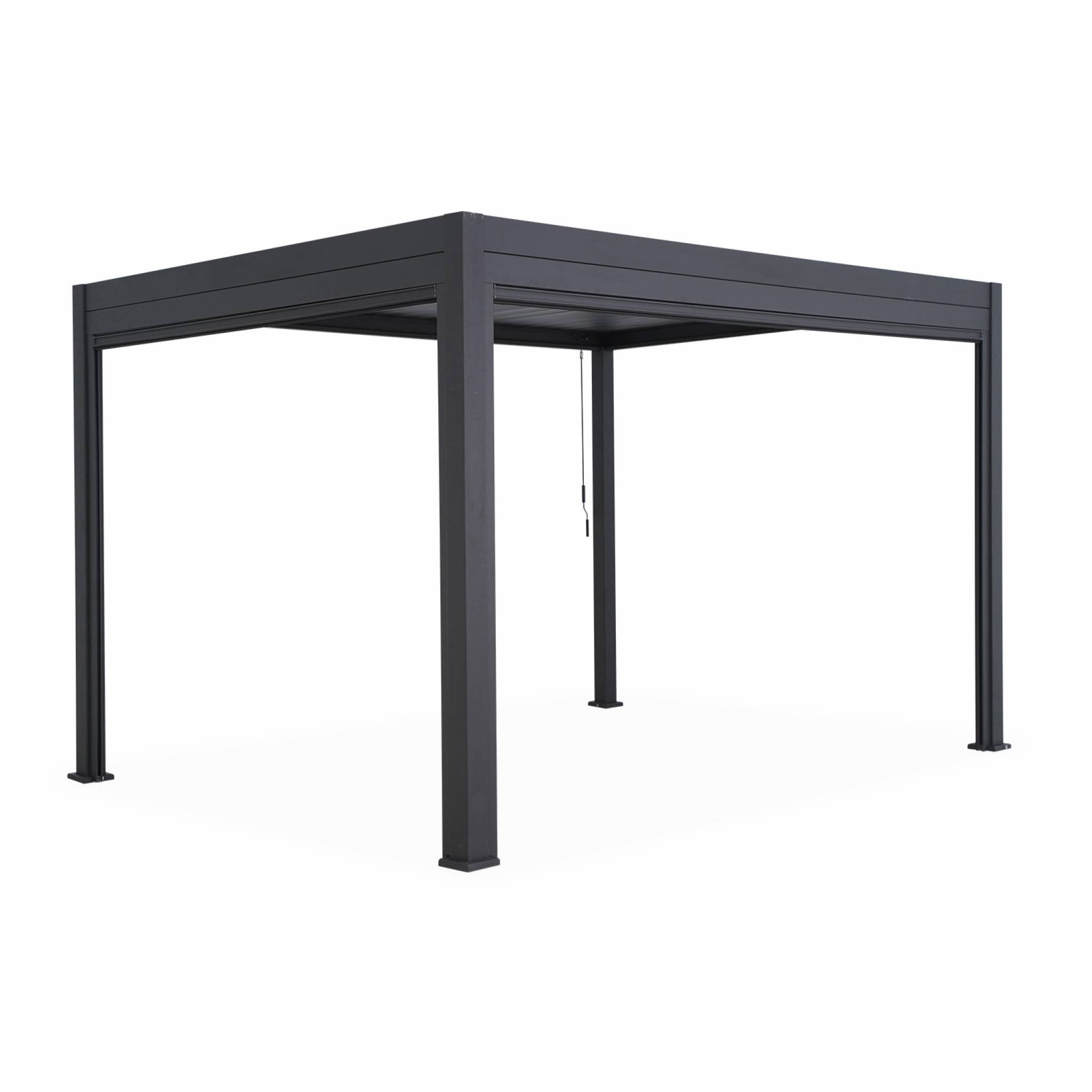 Pergola bioclimatica 3x4m + tenda da sole 4m, antracite