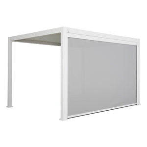 Pergola bioclimatica 3x4m in alluminio + tenda da sole 4m, bianco