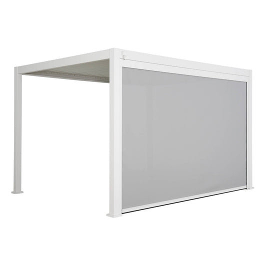 Pergola bioclimatica 3x4m in alluminio + tenda da sole 4m, bianco