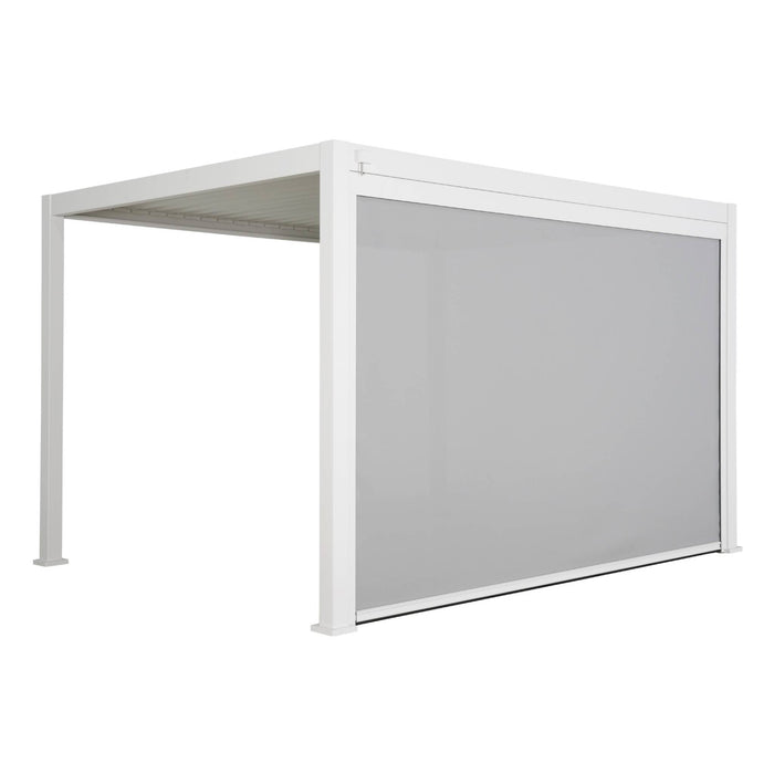 Pergola bioclimatica 3x4m in alluminio + tenda da sole 4m, bianco