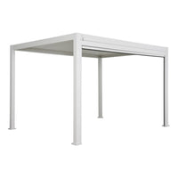 Pergola bioclimatica 3x4m in alluminio + tenda da sole 4m, bianco