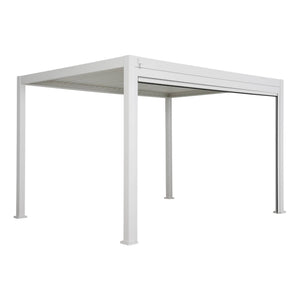 Pergola bioclimatica 3x4m in alluminio + tenda da sole 4m, bianco