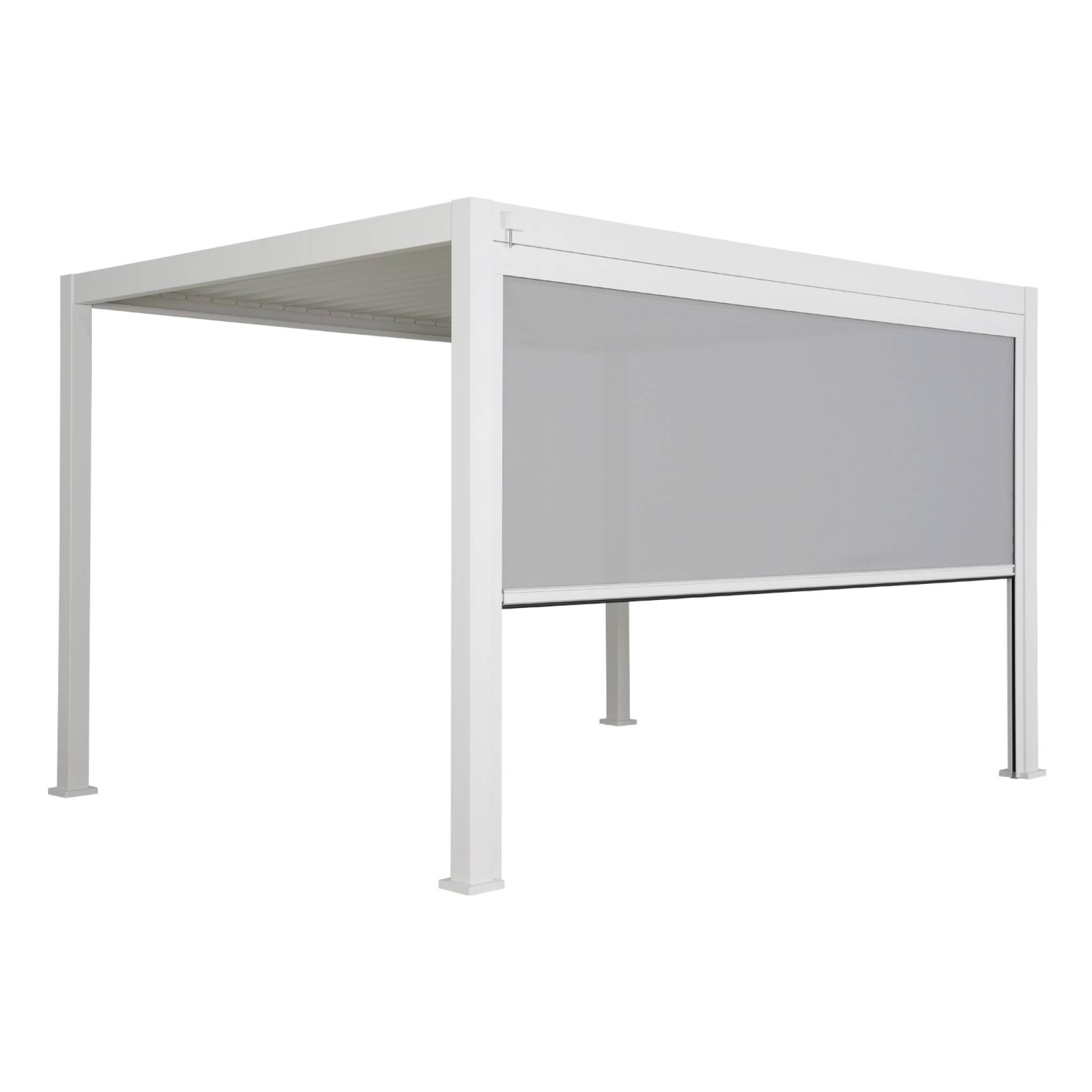 Pergola bioclimatica 3x4m in alluminio + tenda da sole 4m, bianco