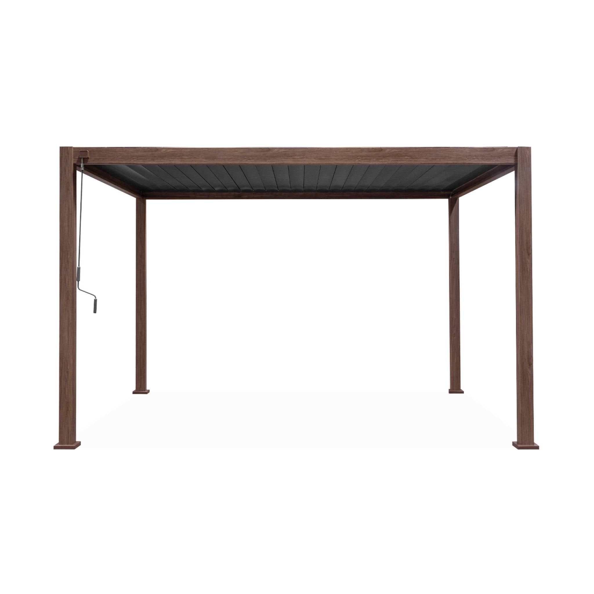 Pergola bioclimatica 3x4m in alluminio a lamelle orientabili, marrone