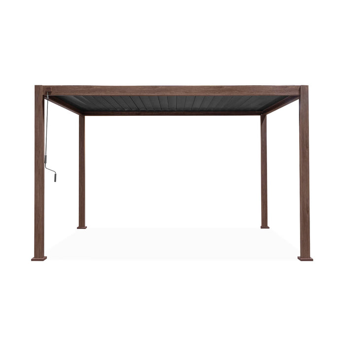 Pergola bioclimatica 3x4m in alluminio a lamelle orientabili, marrone