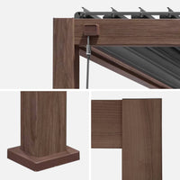 Pergola bioclimatica 3x4m in alluminio a lamelle orientabili, marrone