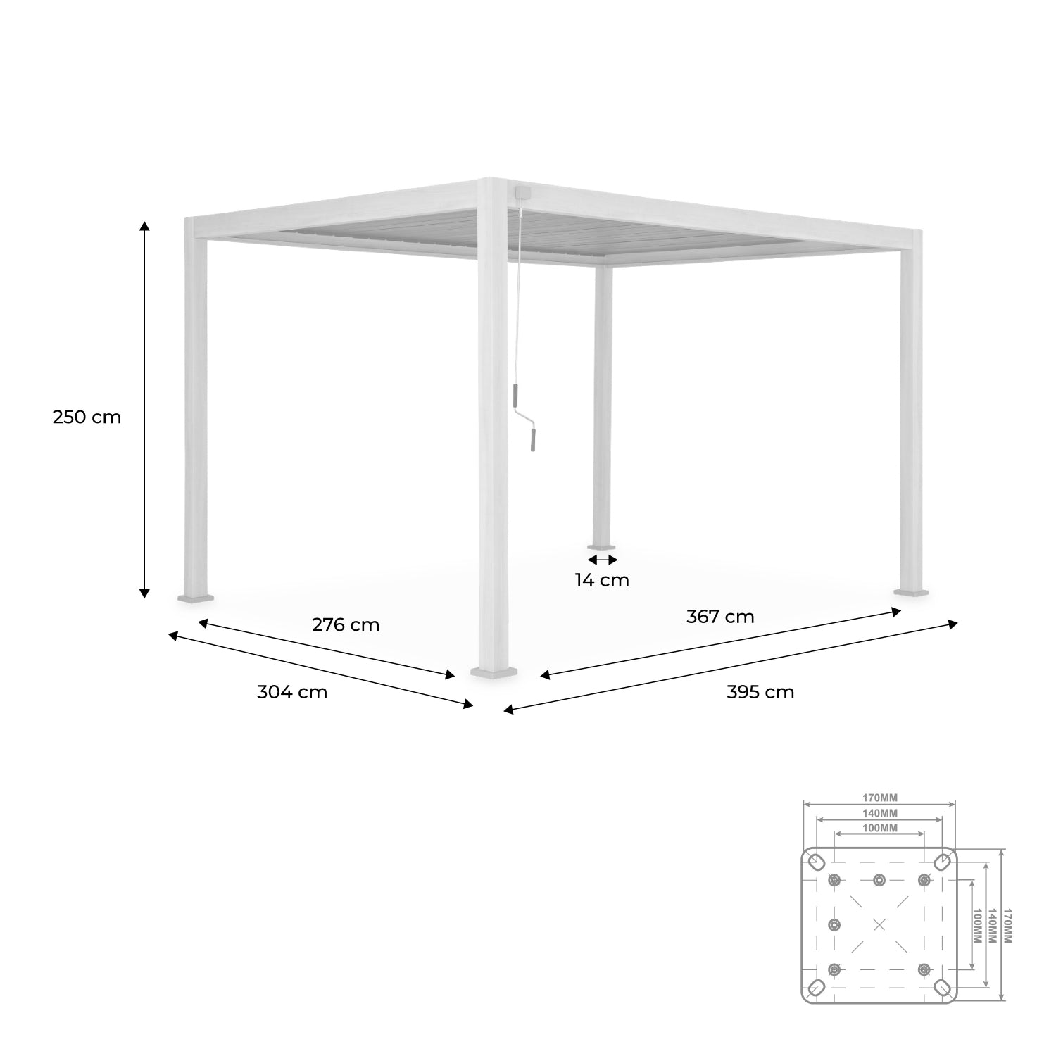 Pergola bioclimatica 3x4m in alluminio a lamelle orientabili, marrone