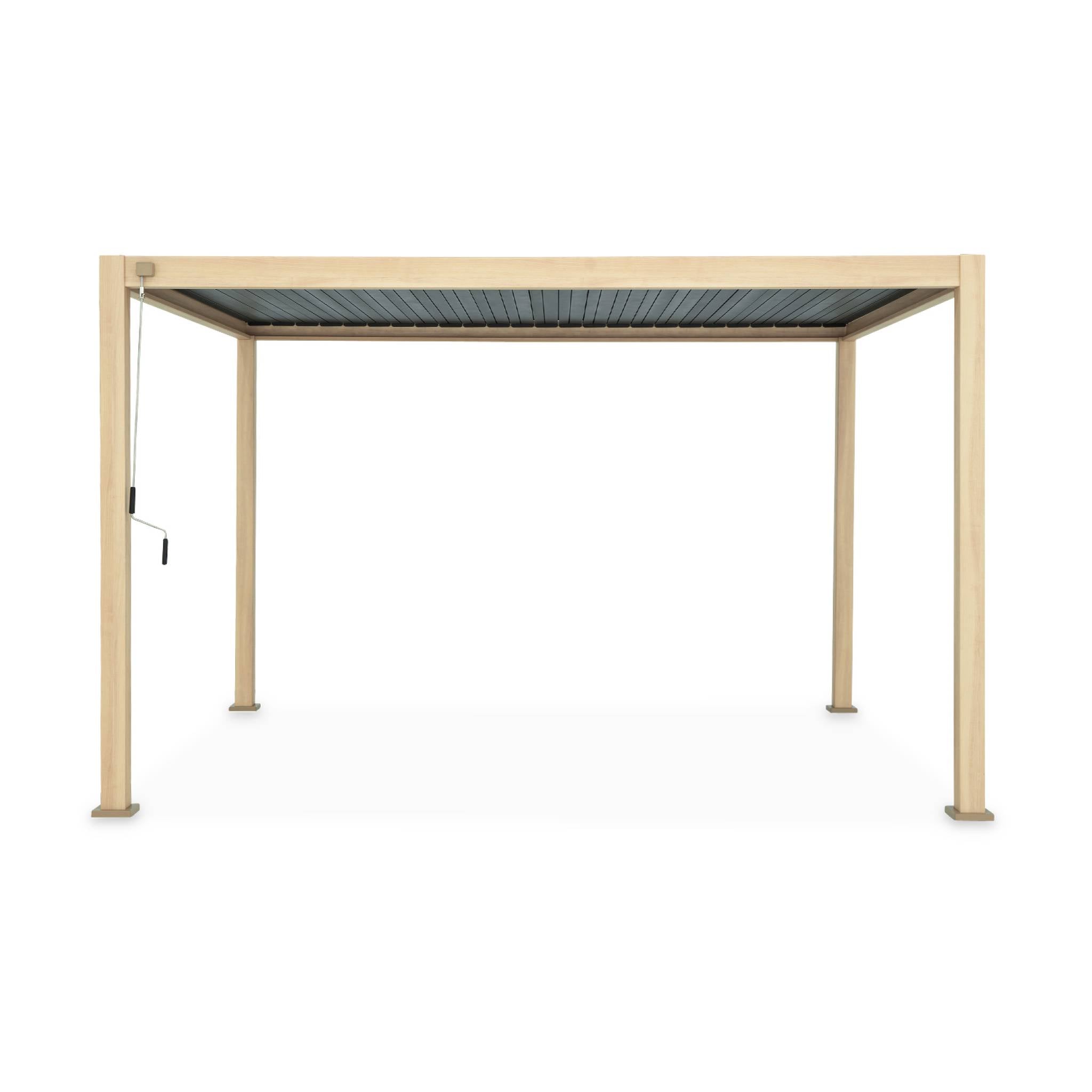 Pergola bioclimatica 3x4m in alluminio a lamelle orientabili, marrone