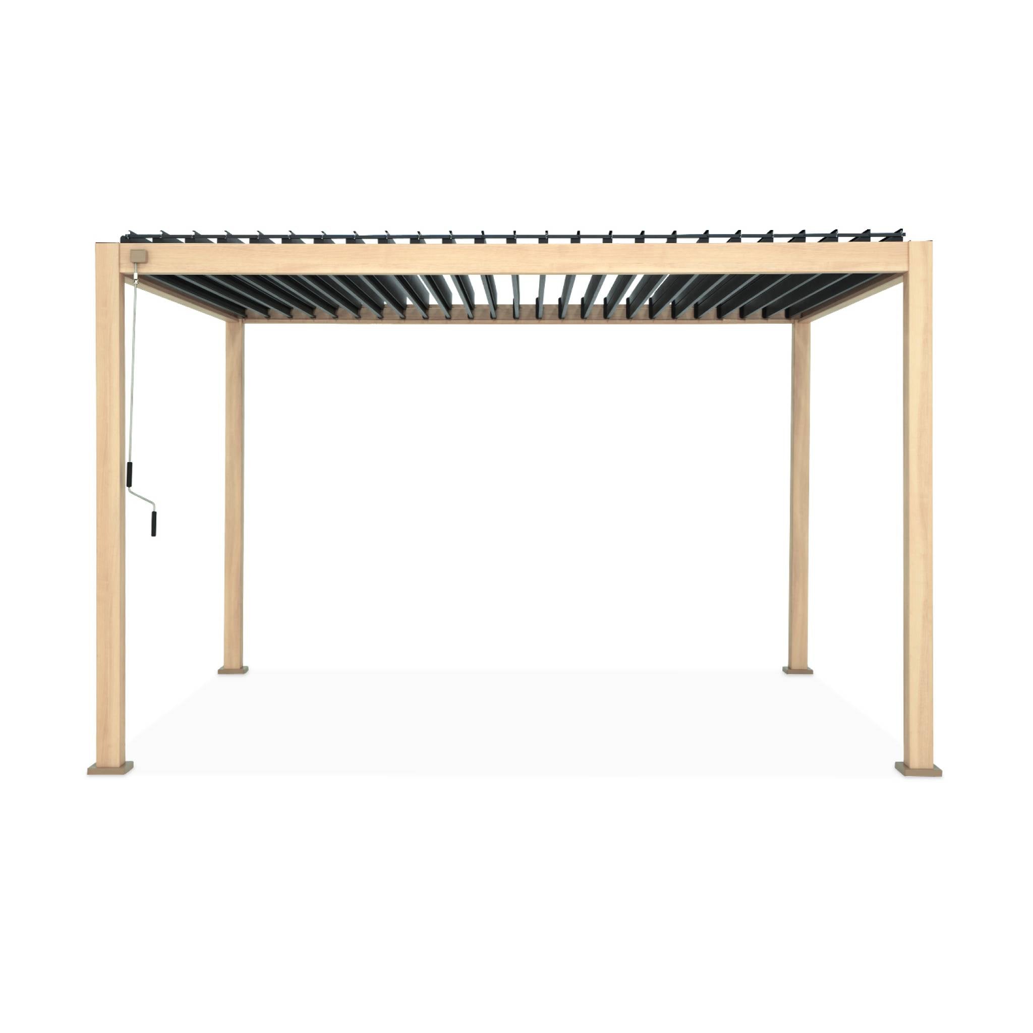 Pergola bioclimatica 3x4m in alluminio a lamelle orientabili, marrone