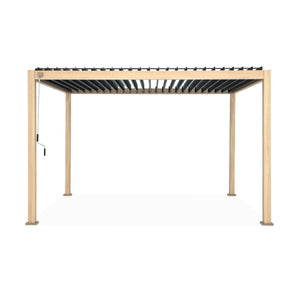 Pergola bioclimatica 3x4m in alluminio a lamelle orientabili, marrone