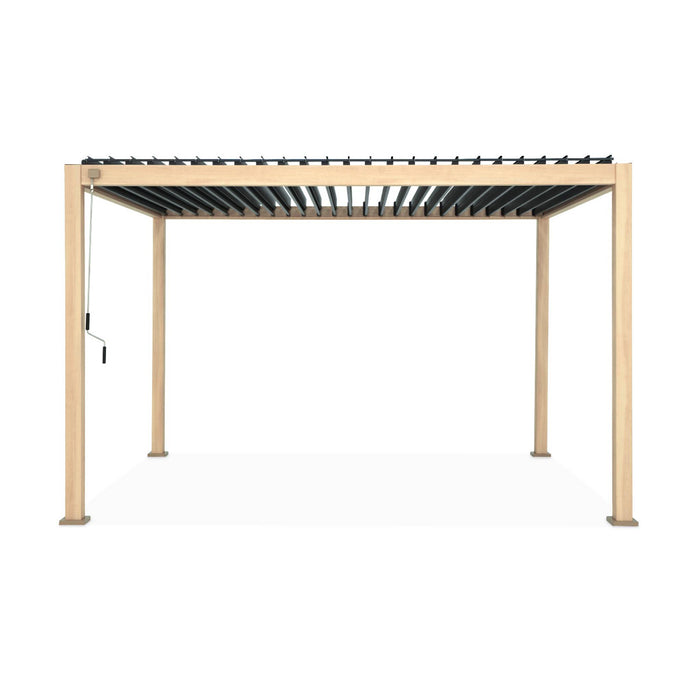 Pergola bioclimatica 3x4m in alluminio a lamelle orientabili, marrone