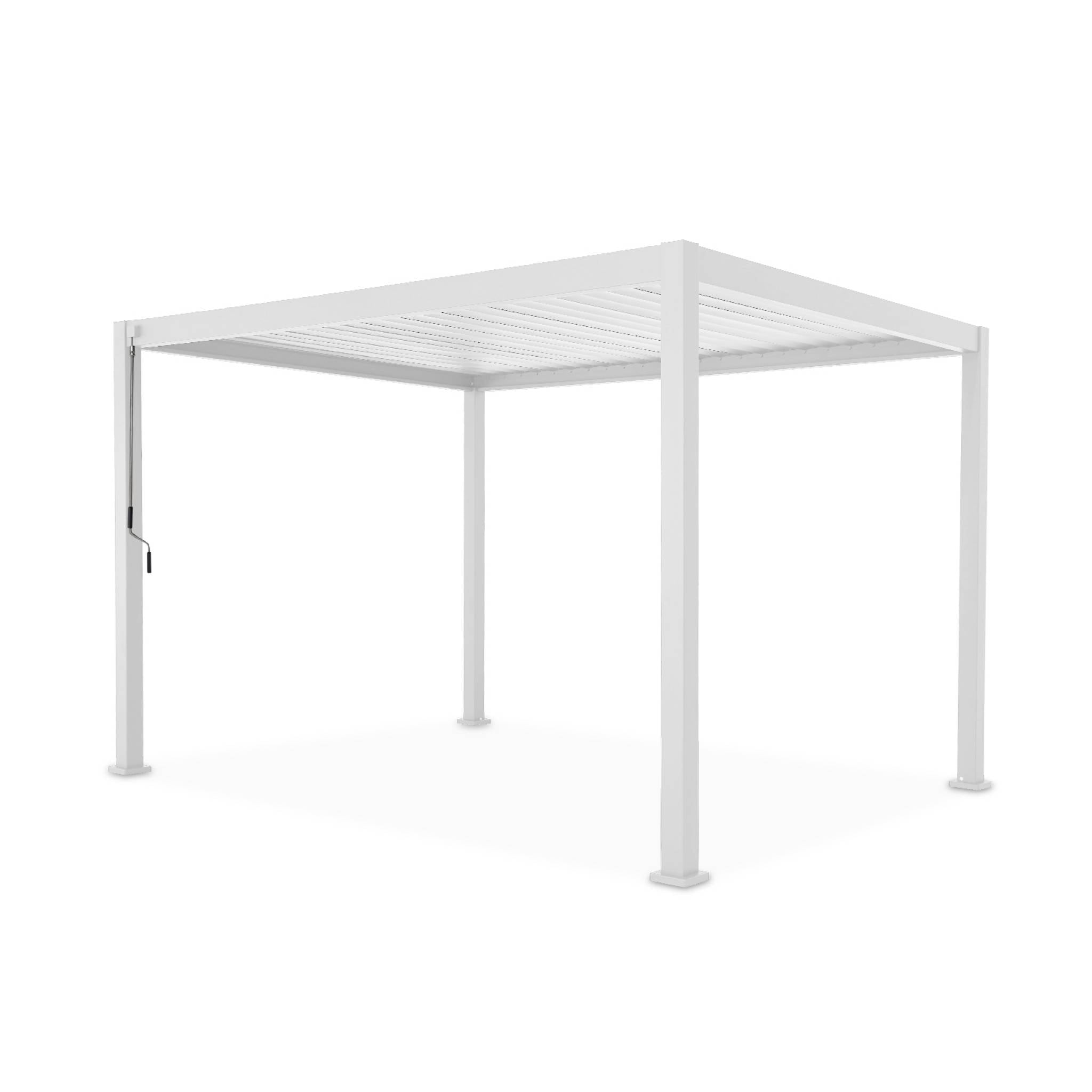 Pergola bioclimatica 3x4m in alluminio a lamelle orientabili, bianco
