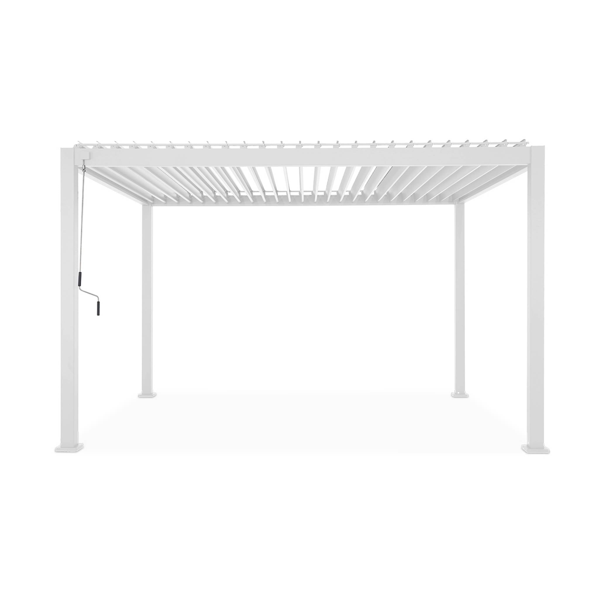 Pergola bioclimatica 3x4m in alluminio a lamelle orientabili, bianco