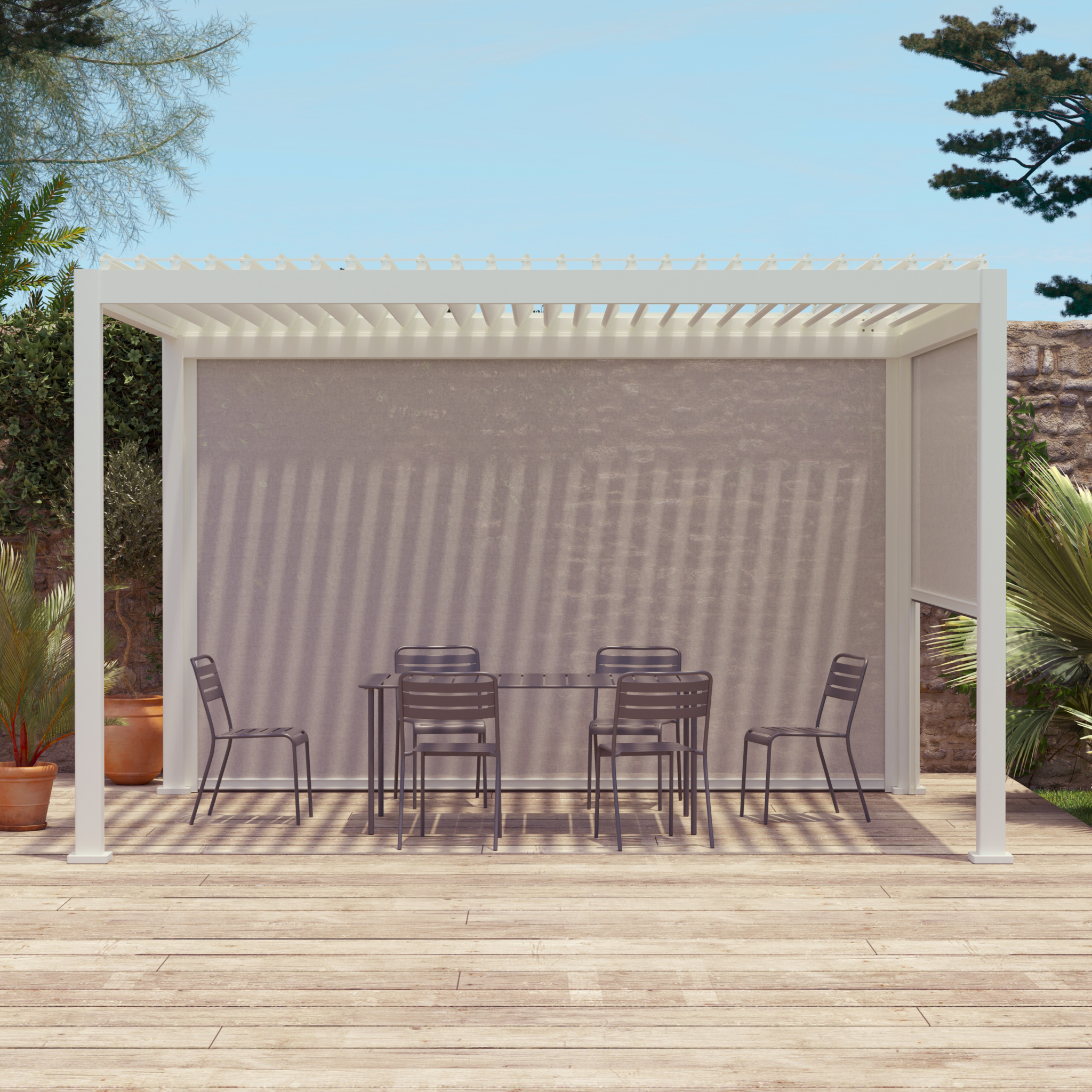 Tenda laterale 4m per pergola triomphe 3x4m, bianco