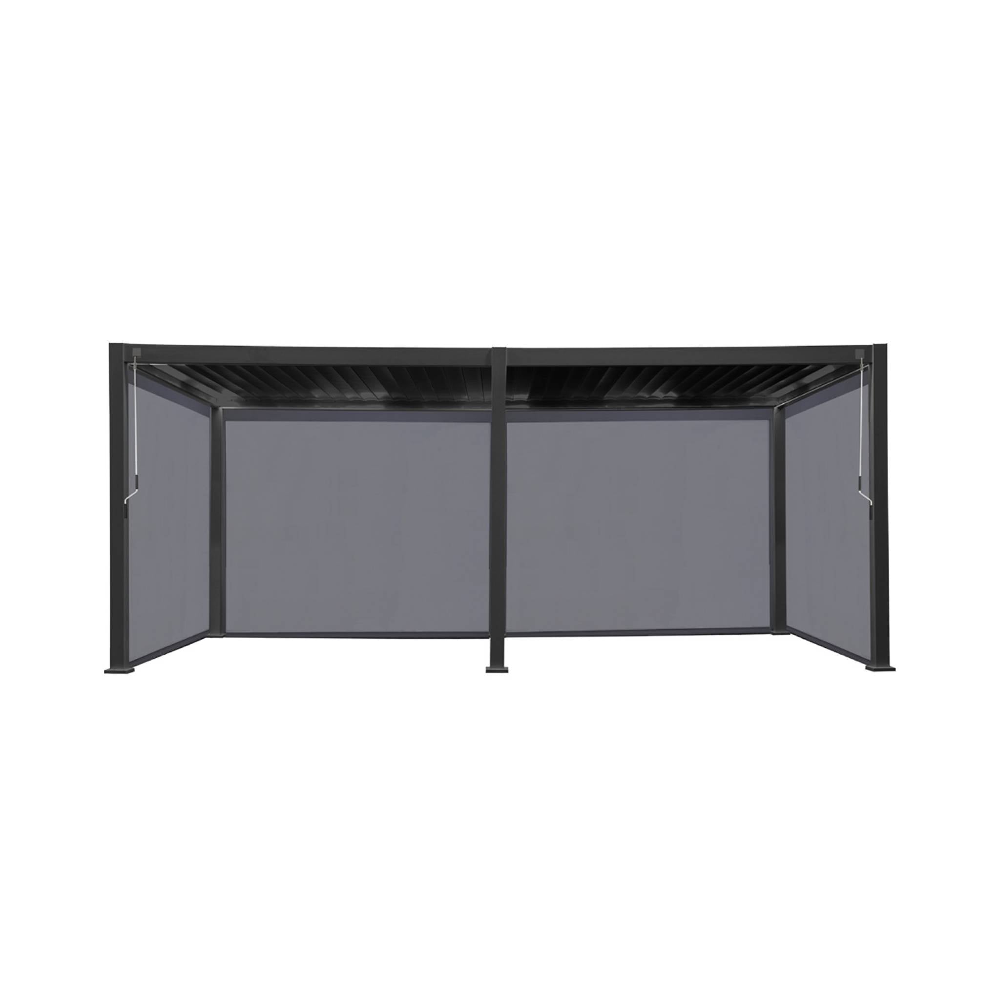 Pergola bioclimatica 3x6m in alluminio + 4 tende 3m, antracite