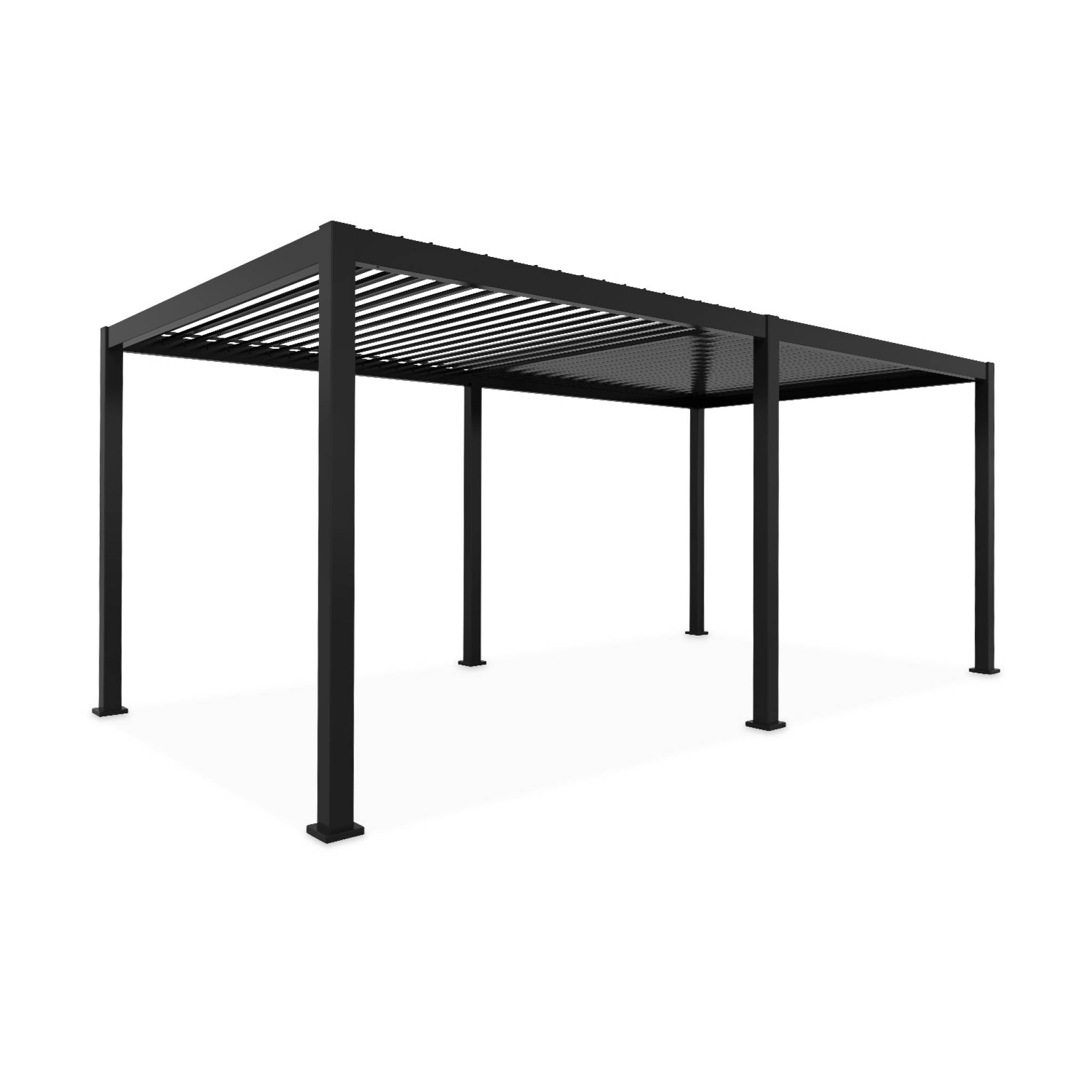 Pergola bioclimatica 3x6m in alluminio, lamelle orientabili, antracite