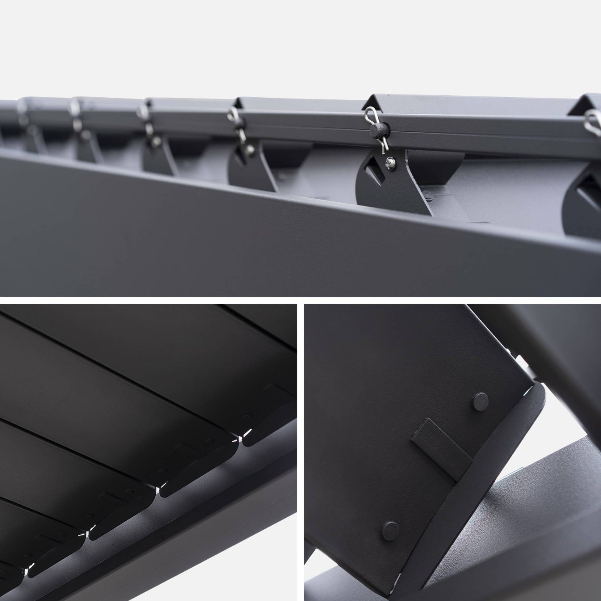 Pergola bioclimatica 3x6m in alluminio, lamelle orientabili, antracite