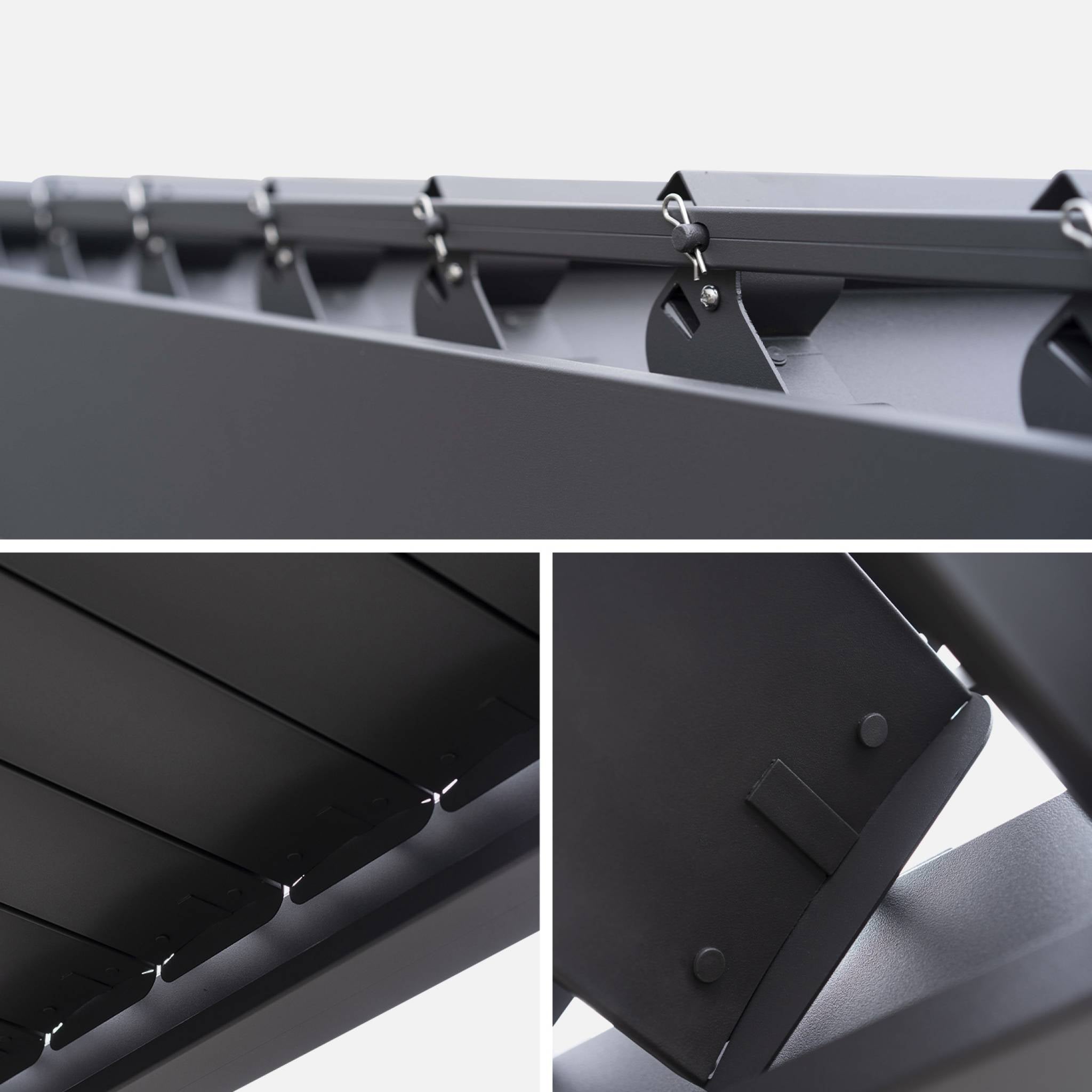 Pergola bioclimatica 3x6m in alluminio, lamelle orientabili, antracite