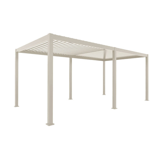 Pergola bioclimatica 3x6m in alluminio, lamelle orientabili, beige