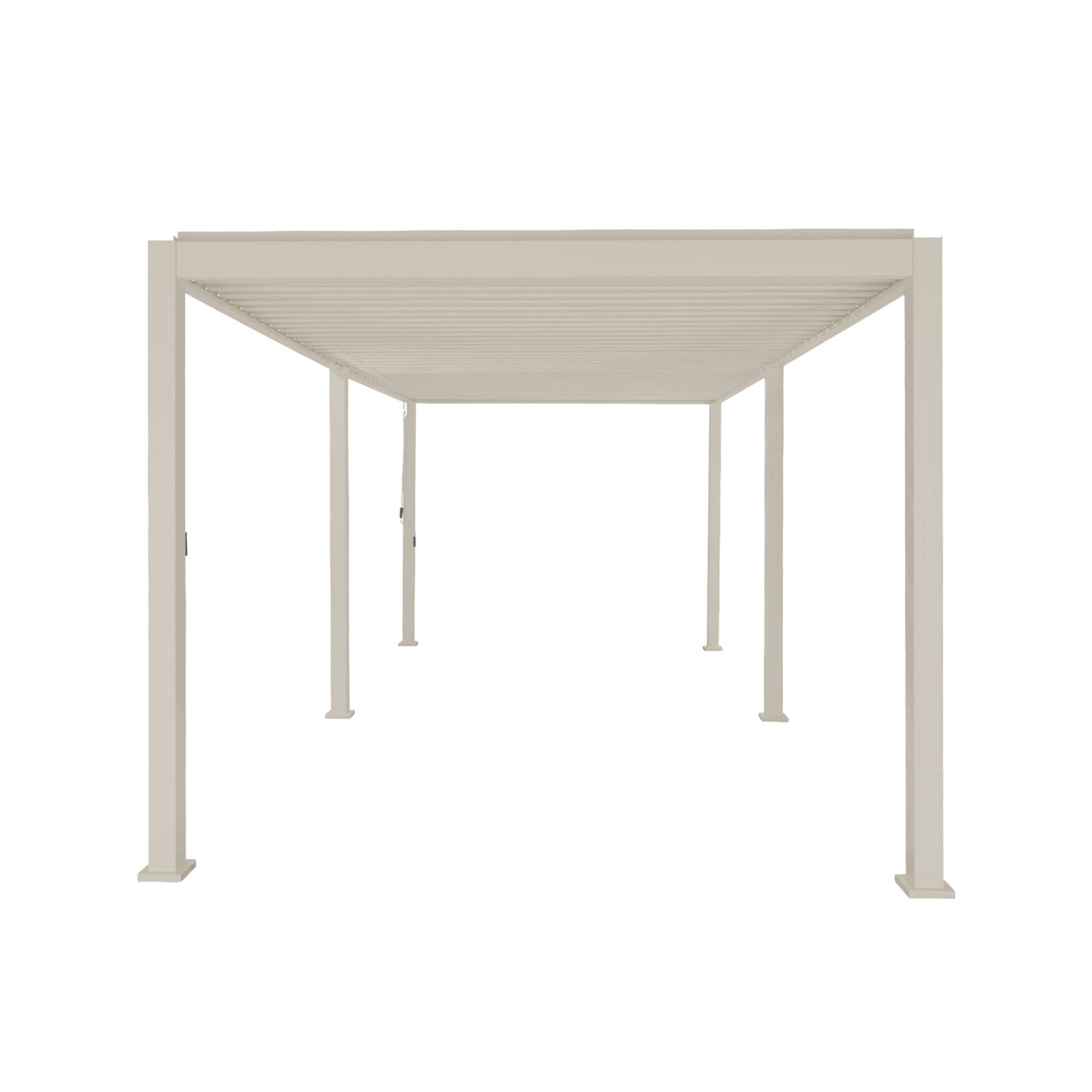 Pergola bioclimatica 3x6m in alluminio, lamelle orientabili, beige