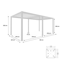 Pergola bioclimatica 3x6m in alluminio, lamelle orientabili, beige
