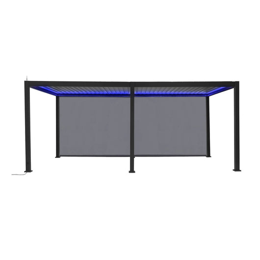Pergola bioclimatica 3x6m elettrica in alluminio con led + 2 tende 3m,