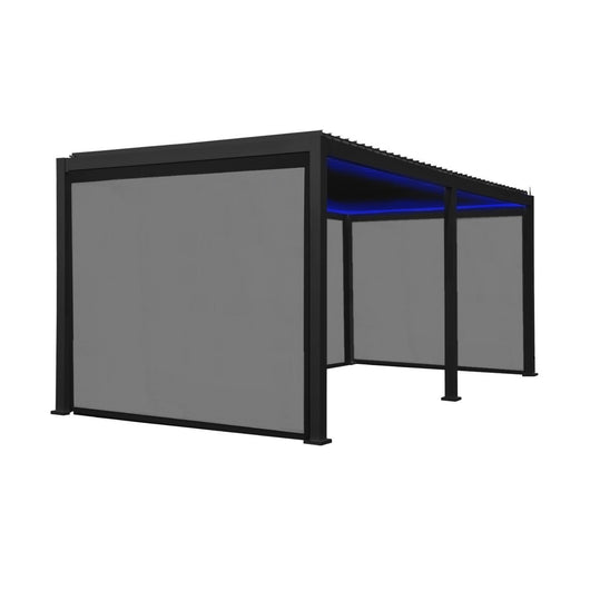 Pergola bioclimatica 3x6m elettrica in alluminio con led + 4 tende 3m,