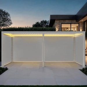 Pergola bioclimatica 3x6m elettrica in alluminio con led + 4 tende 3m,