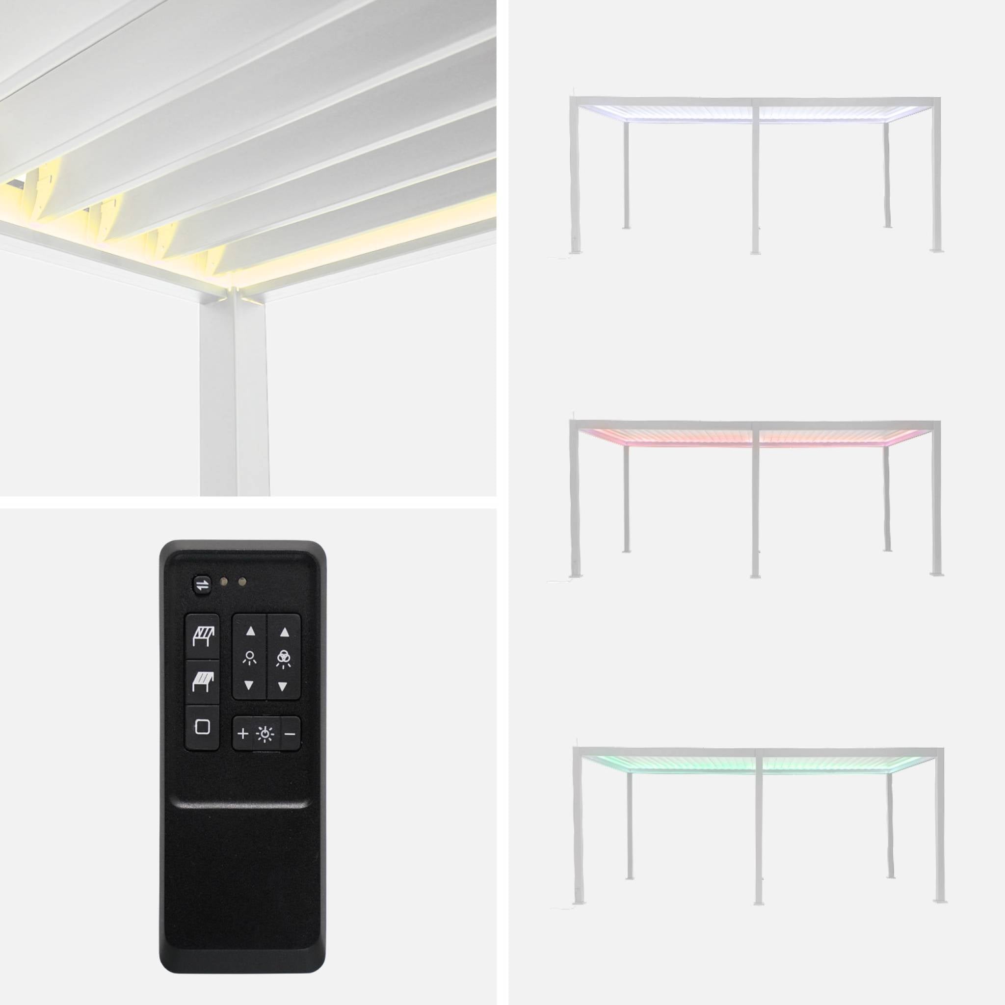 Pergola bioclimatica 3x6m elettrica in alluminio con illuminazione a