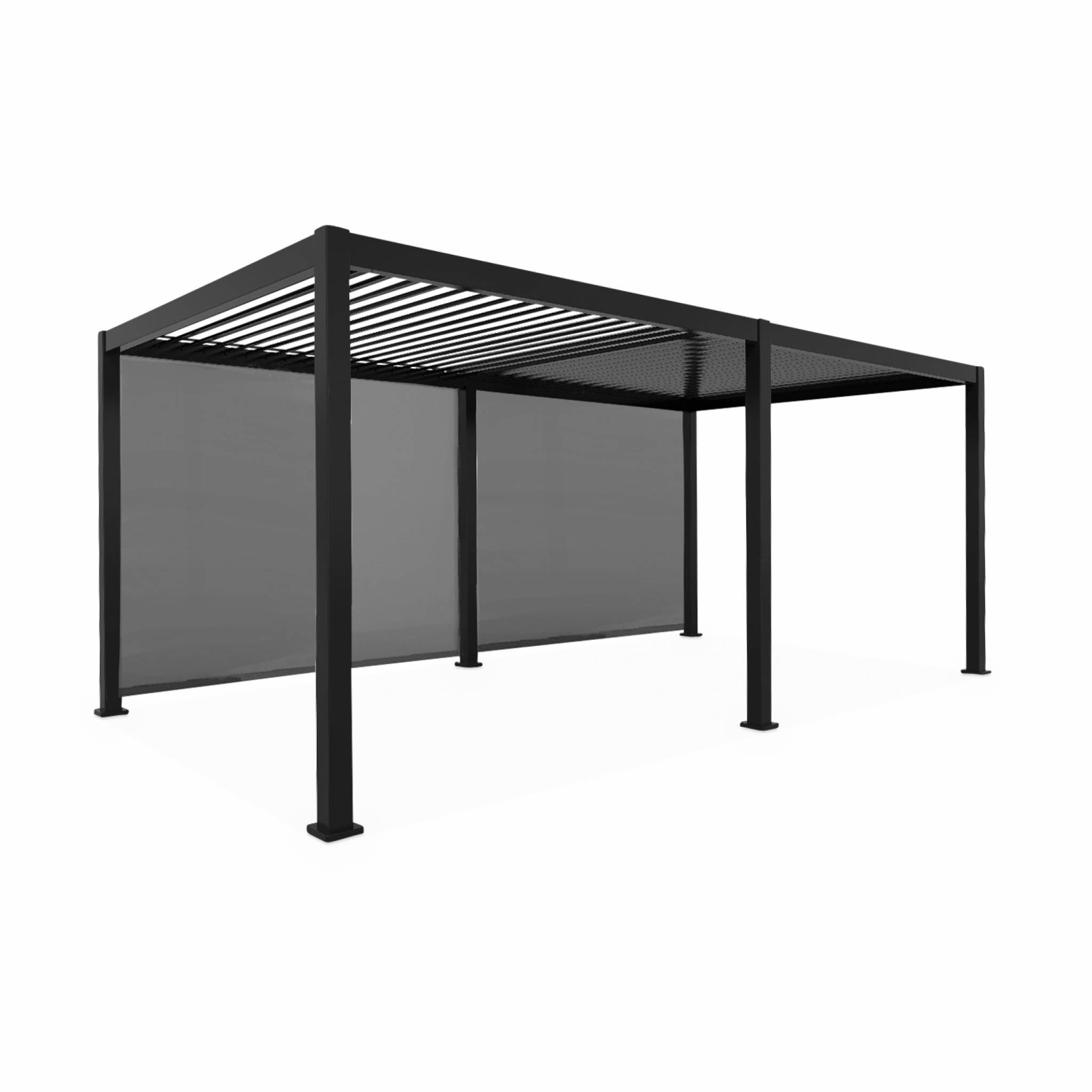 Pergola bioclimatica 3x6m in alluminio + 2 tende 3m , antracite