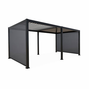 Pergola bioclimatica 3x6m in alluminio + 2 tende 3m , antracite