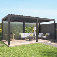 Pergola bioclimatica 3x6m in alluminio + 2 tende 3m , antracite