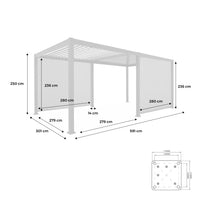 Pergola bioclimatica 3x6m in alluminio + 2 tende 3m , antracite