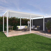 Pergola bioclimatica 3x6m in alluminio, lamelle orientabili, bianco