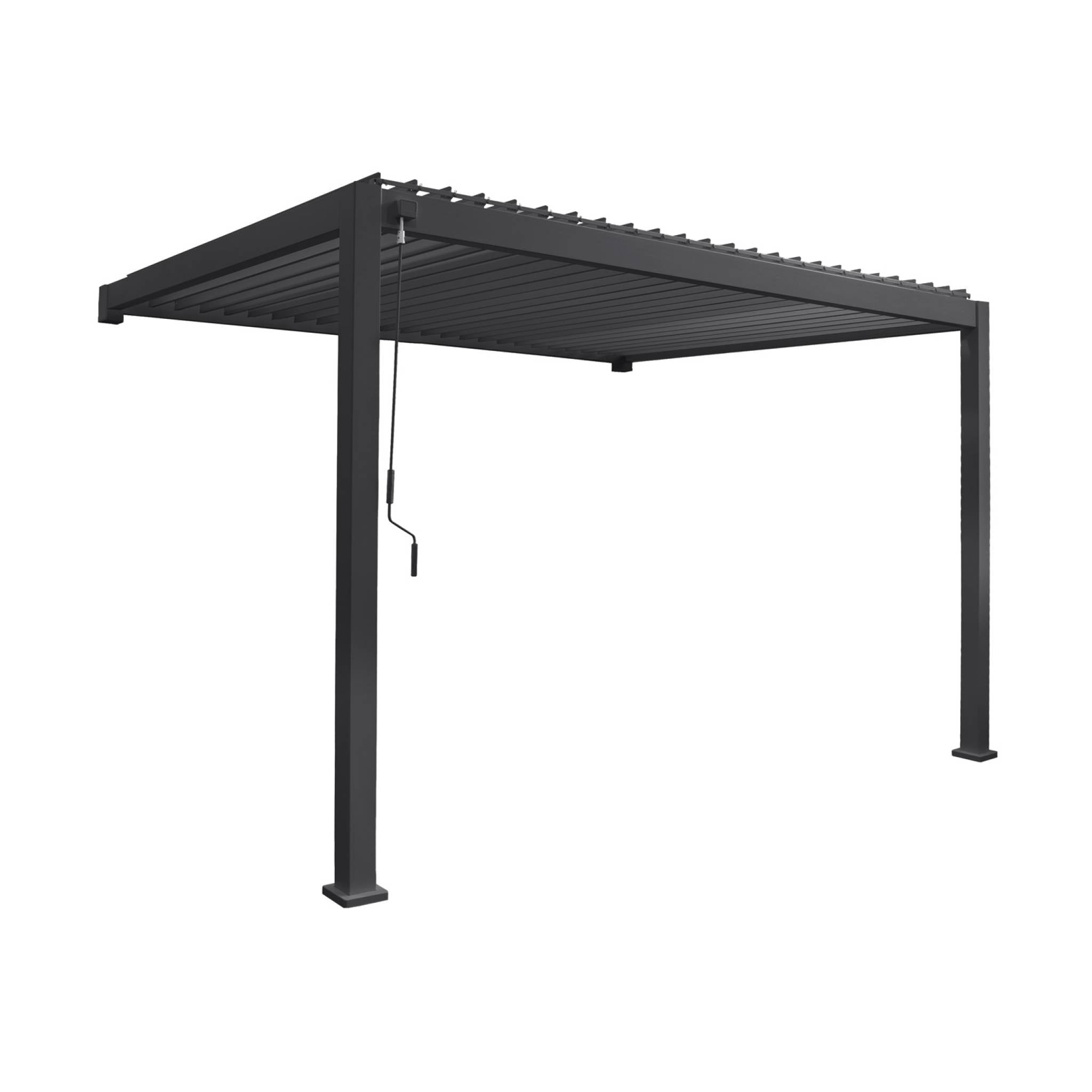 Pergola bioclimatica 3x4m in alluminio addossata, lame orientabili ,