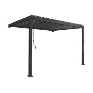 Pergola bioclimatica 3x4m in alluminio addossata, lame orientabili ,