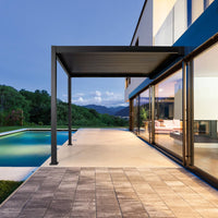 Pergola bioclimatica 3x4m in alluminio addossata, lame orientabili ,